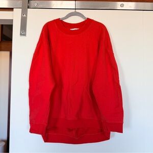 Tibi Cocoon Crewneck Sweatshirt in Red